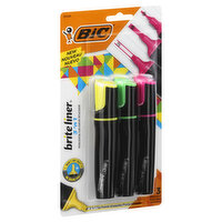 BiC Brite Liner Highlighter, Assorted, 3 'n 1, 3 Each