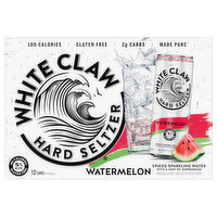 White Claw Hard Seltzer, Watermelon, Spiked, 12 Pack, 12 Each