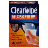 Clearwipe Lens Wipes, Pre-Moistened, Microfiber, 40 Each