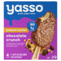 Yasso Greek Yogurt Bars, Chocolate Crunch, Peanut Butter, 4 Each