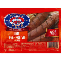 Scott Pete Beef Polish Sausage, Hot, 20 Ounce