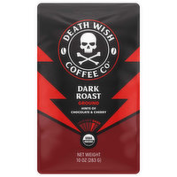 Death Wish Coffee Co Coffee, Ground, Dark Roast, Hints of Chocolate & Cherry, 10 Ounce