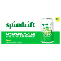 Spindrift Sparkling Water, Lime, Unsweetened, 8 Each