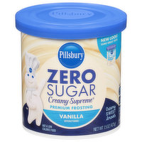 Pillsbury Creamy Supreme Frosting, Premium, Vanilla, Zero Sugar, 15 Ounce