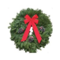 Cub Red Bow Wreath 25", 1 Each