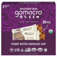 GoMacro MacroBars, Peanut Butter Chocolate Chip, Mini, 8 Each