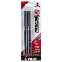 Pilot Precise V5 Rolling Ball Pens, Premium, Black Ink, Extra Fine (0.5 mm), 2 Each