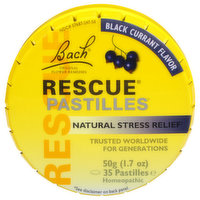 Bach Original Flower Remedies Rescue Stress Relief, Natural, Pastilles, Black Currant Flavor, 35 Each