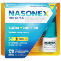 Nasonex Nasal Spray, Allergy + Congestion, Full Prescription Strength, 50 mcg, 0.57 Fluid ounce