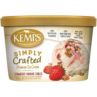 Kemps Simply Crafted Ice Cream, Premium, Strawberry Rhubarb Cobbler, 1.5 Quart