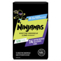 Ninjamas Nighttime Underwear Nighttime Bedwetting Underwear Boy Size S/M 14 Count, 14 Each