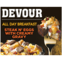 Devour Steak N' Eggs with Smoked Bacon, Potatoes, Cheddar Cheese & Creamy Gravy Frozen Meal, 9 Ounce
