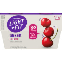 Light + Fit Yogurt, Nonfat, Cherry, Greek, 4 Each