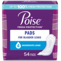 Poise Fresh Protection Pads, Moderate, Long, 54 Each