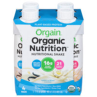 Orgain Organic Nutrition Nutritional Shake, Vanilla Bean Flavored, 4 Pack, 4 Each