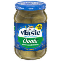 Vlasic Ovals Pickles, Hamburger Dill Chips, 16 Fluid ounce