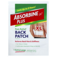 Absorbine Jr. Back Patch, Medicated, Pain Relief, XL, 1 Each