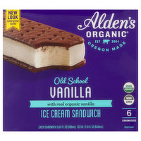 Alden's Organic Ice Cream Sandwich, Old School Vanilla, 6 Each