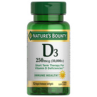 Nature's Bounty Vitamin D3, 250 mcg, Rapid Release Softgels, 72 Each