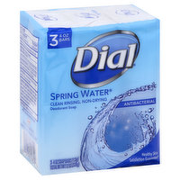 Dial Deodorant Soap, Spring Water, Antibacterial, 3 Each
