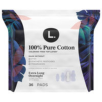 L. Pads, Extra Long, Overnight, 100% Pure Cotton, 36 Each