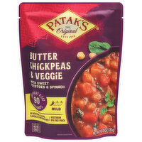 Patak's Butter Chickpeas & Veggie, with Sweet Potatoes & Spinach, Mild, 10.05 Ounce