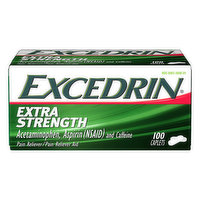 Excedrin Pain Reliever/Pain Reliever Aid, Extra Strength, Caplets, 100 Each