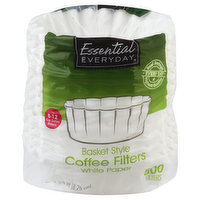 Essential Everyday Coffee Filters, Basket Style, 8-12 Cup, White Paper, 500 Each
