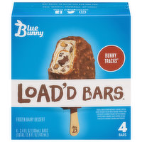 Blue Bunny Load'd Bars Frozen Dairy Dessert, Bunny Tracks, 4 Each