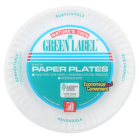 Nature's Own Green Label Paper Plates, 9 Inch, 50 Each