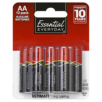 Essential Everyday Batteries, Alkaline, AA, 12 Pack, 12 Each