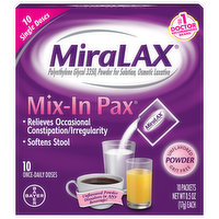 MiraLAX Osmotic Laxative, Unflavored, Powder, 10 Each