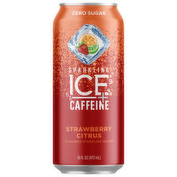 Sparkling Ice +Caffeine Sparkling Water, Zero Sugar, Strawberry Citrus, 16 Fluid ounce