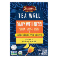 Celestial Seasonings Tea Well Organic Honey Lemon Daily Wellness Herbal Supplement Tea Bags, 0.6 Ounce
