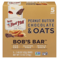 Bob's Red Mill Bobs Bar, Peanut Butter Chocolate & Oats, 5 Each