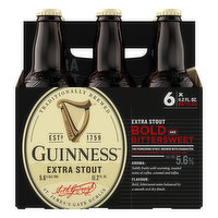 Guinness Beer, Stout, Extra, 6 Each