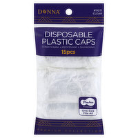 Donna Premium Collection Plastic Caps, Disposable, Clear, One Size Fits All, 15 Each