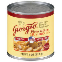 Giorgio Mushrooms, No Salt Added, 4 Ounce