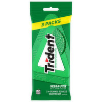 Trident Gum, Sugar Free, Spearmint, 3 Packs, 3 Each