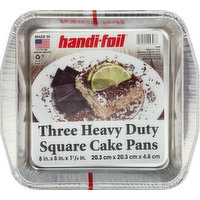 Handi-Foil Cake Pans, Square, Heavy Duty, 3 Pack, 3 Each