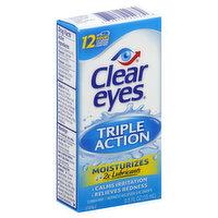 Clear Eyes Eye Drops, Lubricant/Redness Reliever, Triple Action, 0.5 Ounce