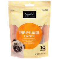 Essential Everyday Dog Treats, Triple-Flavor, Twists, 10 Each