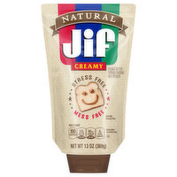 Jif  Natural Peanut Butter Spread, Creamy, 13 Ounce