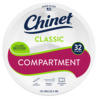 Chinet Plates, Compartment, Classic, 10.375 Inch, 32 Each