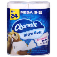 Charmin Ultra Soft Bathroom Tissue, Smooth Tear, Mega Roll, 2-Ply