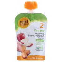 WILD HARVEST Baby Food, Apples & Sweeet Potatoes, Organic, 2 - 6 months & Up, 3.5 Ounce