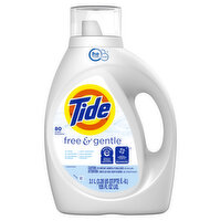 Tide Free & Gentle Liquid Laundry Detergent, 80 loads, 105 fl oz, 105 Fluid ounce