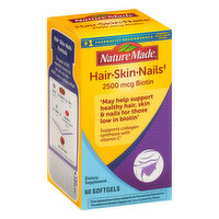 Nature Made Hair/Skin/Nails, 2500 mcg Biotin, Softgels, 60 Each