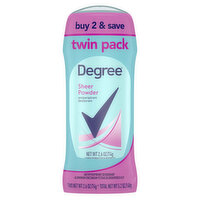 Degree Antiperspirant Deodorant, Sheer Powder, Twin Pack, 2 Each