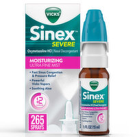 Vicks Moisturizing Vicks Sinex Severe Moisturizing Ultra Fine Nasal Mist with Aloe, Over-the-Counter Medicine, 265 Sprays, 15 Millilitre